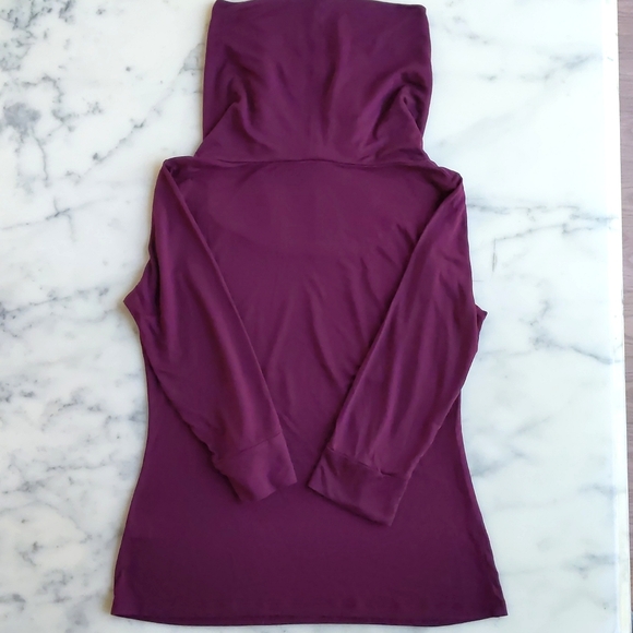 NWOT. The Limited Modal and Wool Cowl Neck 3/4 Sleeve Burgundy Top. - Picture 5 of 5